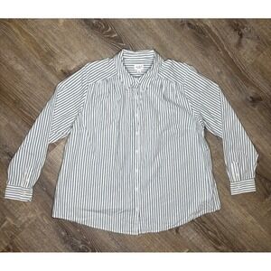 Isabel Maternity Long Sleeve Button Up Striped Shirt Top Blue White Extra Large